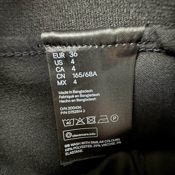 H&M Pants Womens 4 Black Slacks Regular Waist Ankle Length Elastic Conscious - Picture 10 of 14